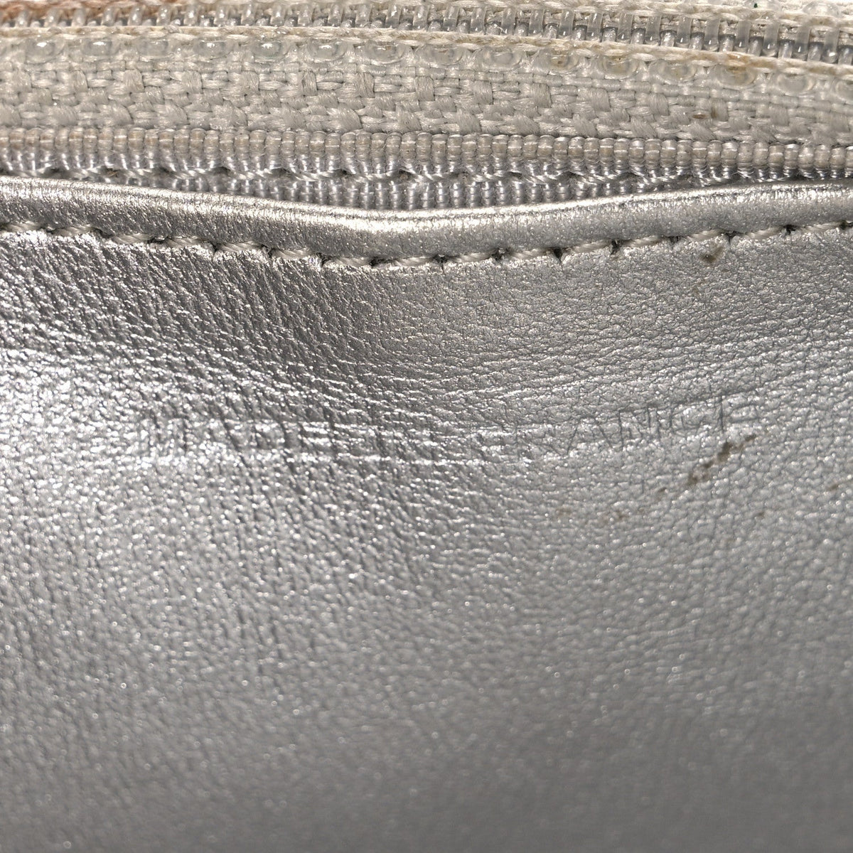 Metallic Lambskin Quilted Wallet On Chain WOC Silver