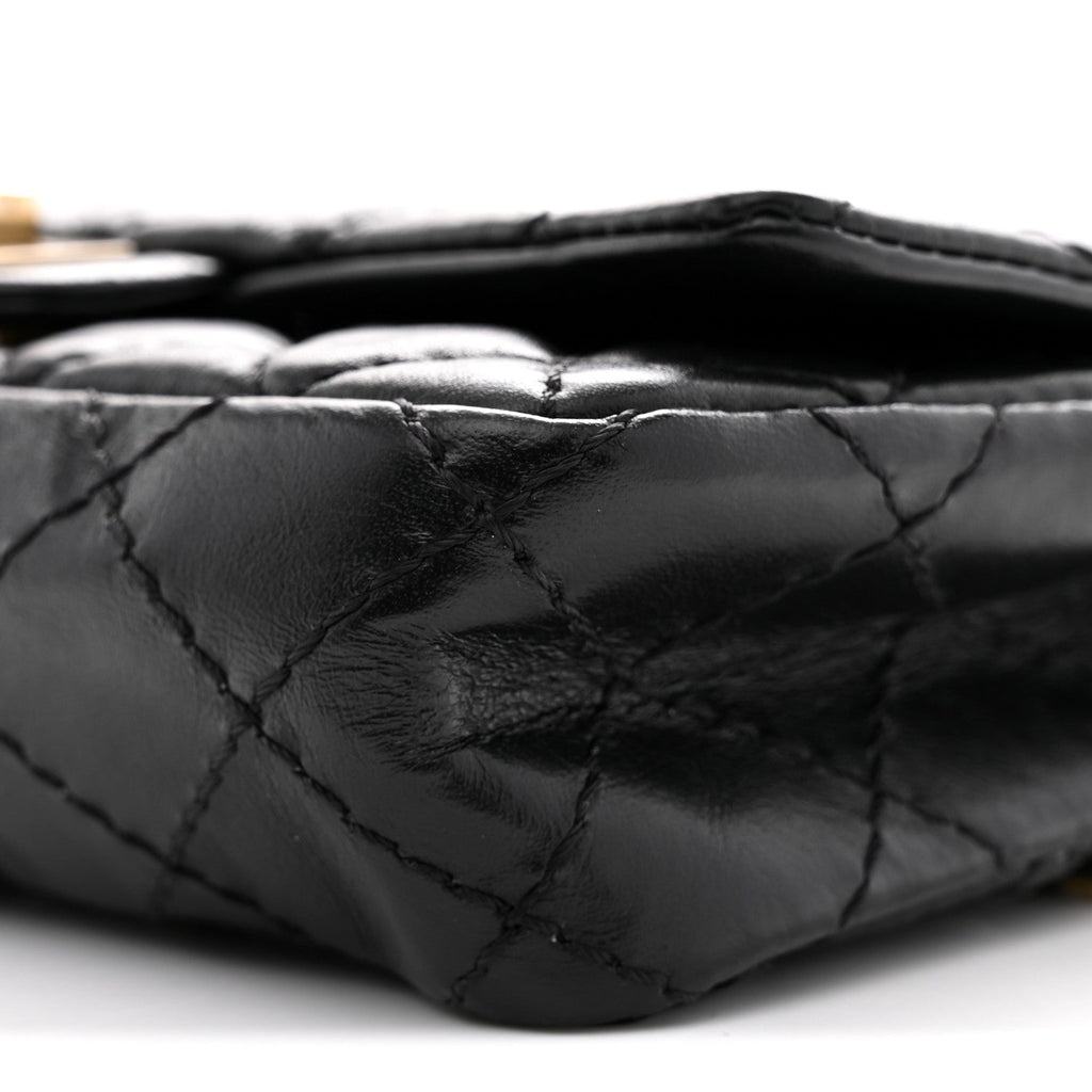 Aged Calfskin Quilted 2.55 Reissue Chain Waist Bag Black