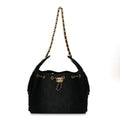 Washed Denim Quilted Small Chanel 25 Handbag Black
