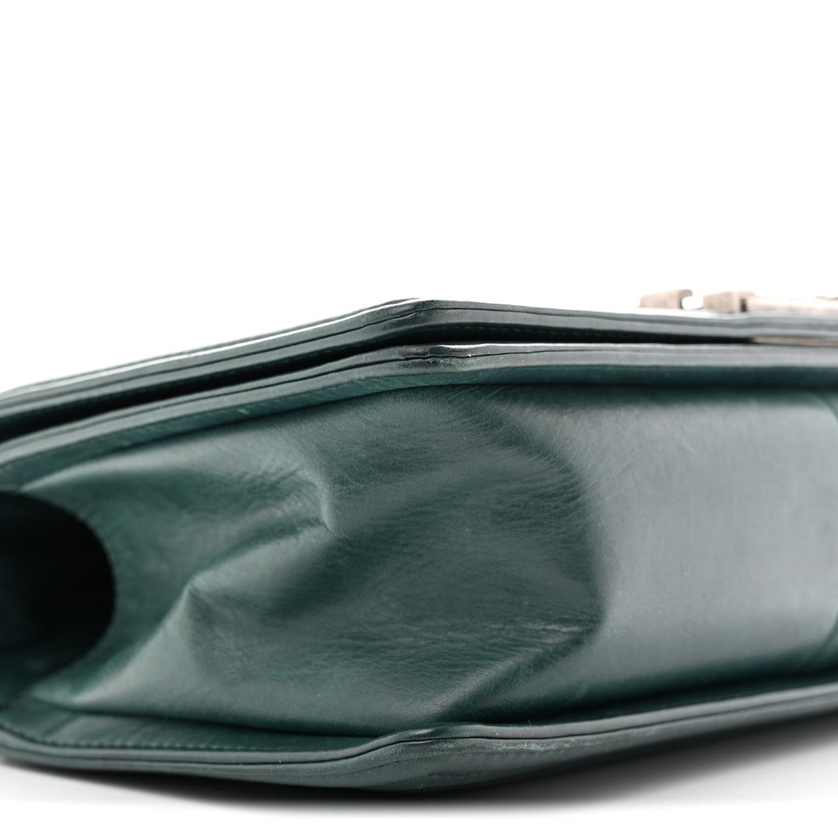 Calfskin Double Stitch Medium Boy Flap Green