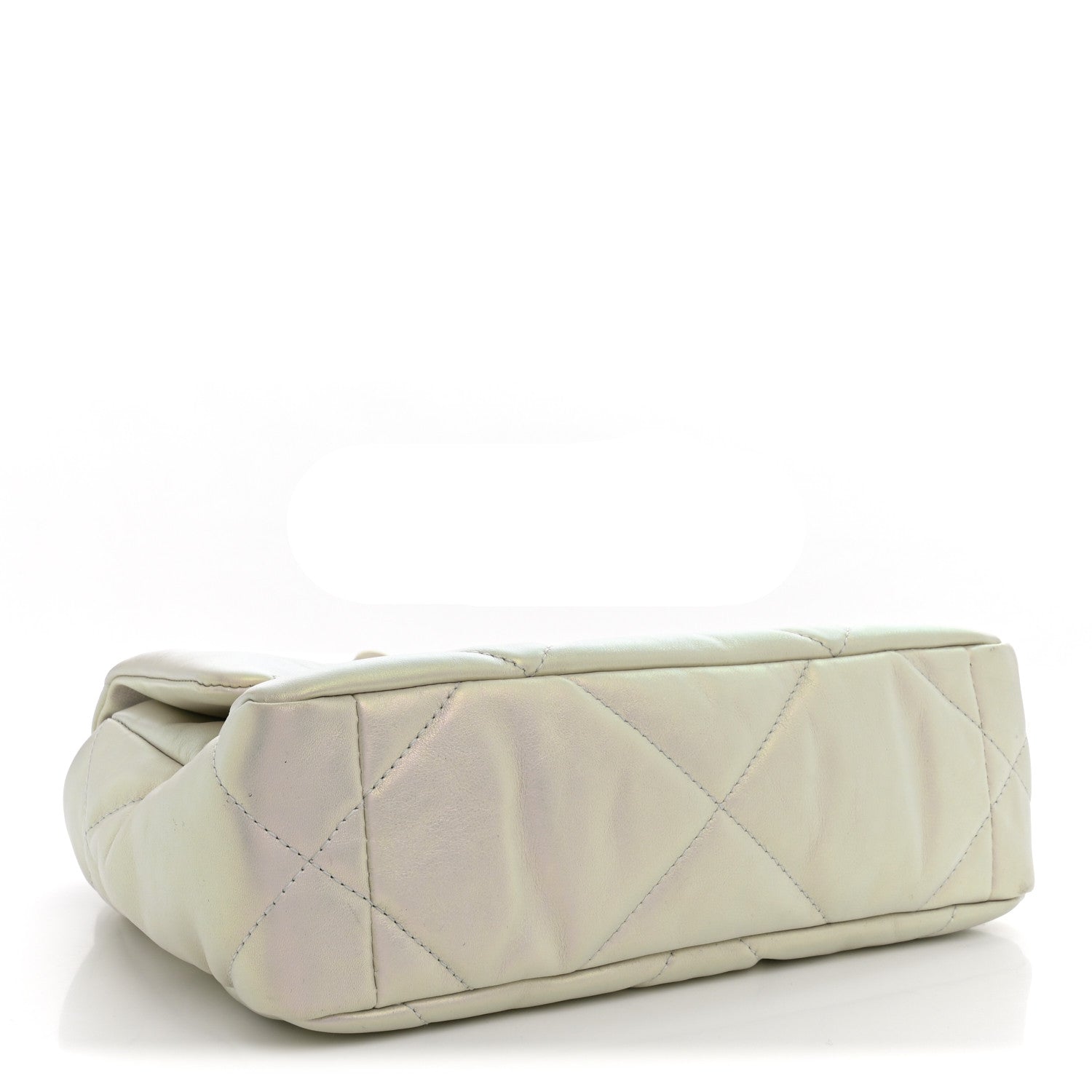 Iridescent Calfskin Quilted Medium Chanel 19 Flap  White