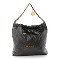 Metallic Calfskin Quilted Chanel 22 Ruthenium