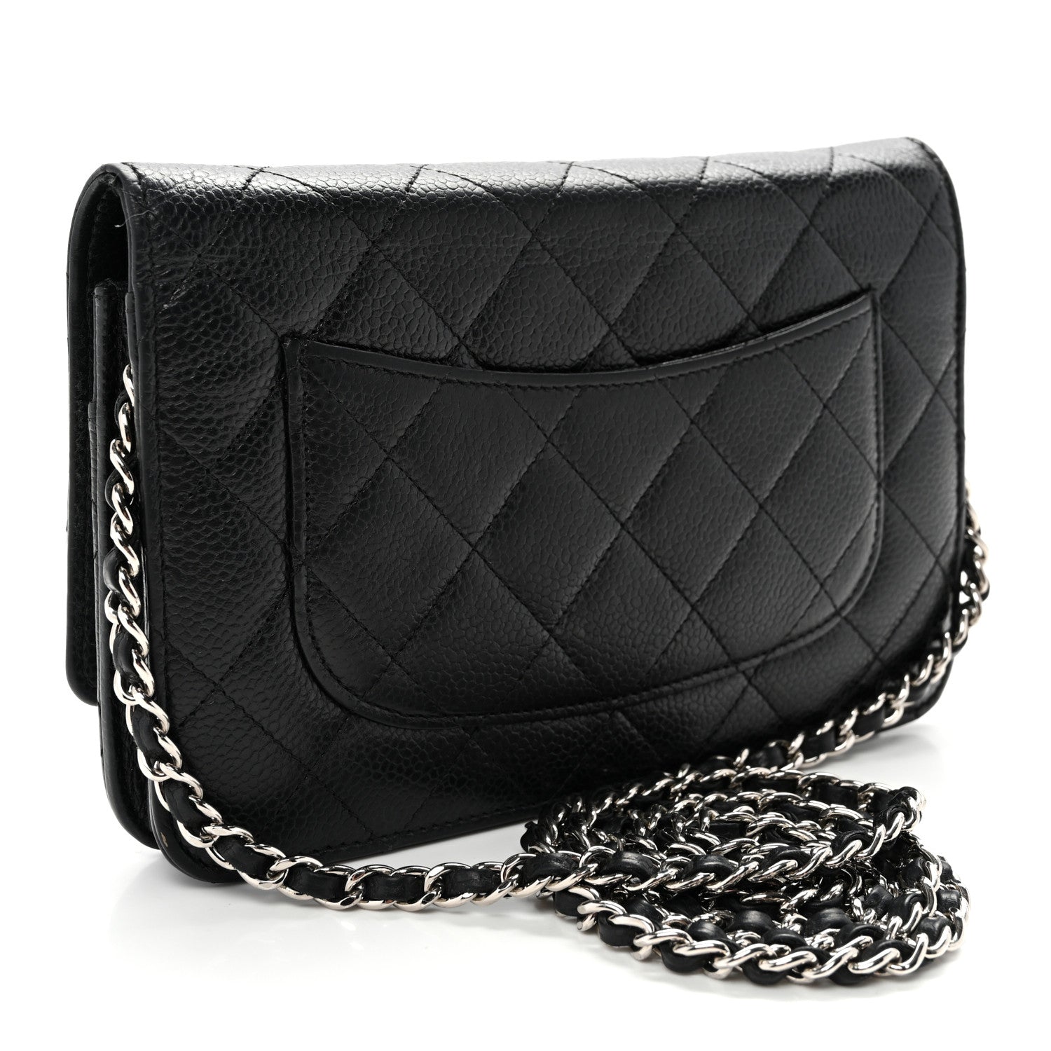 Caviar Quilted Wallet on Chain WOC Black