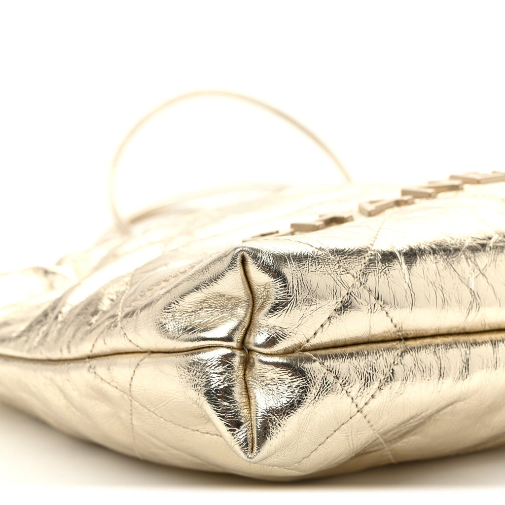 Metallic Calfskin Quilted Mini Chanel 22 Golden
