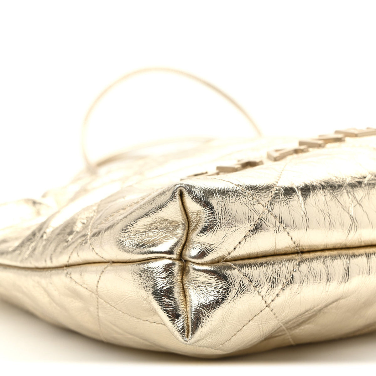 Metallic Calfskin Quilted Mini Chanel 22 Golden