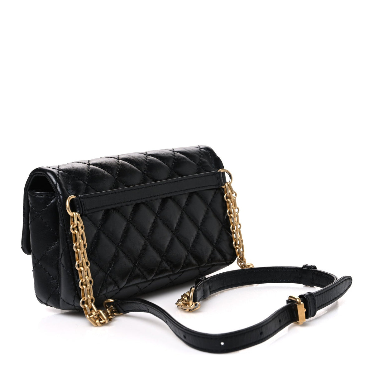 Aged Calfskin Quilted 2.55 Reissue Flap Belt Bag Clutch Black