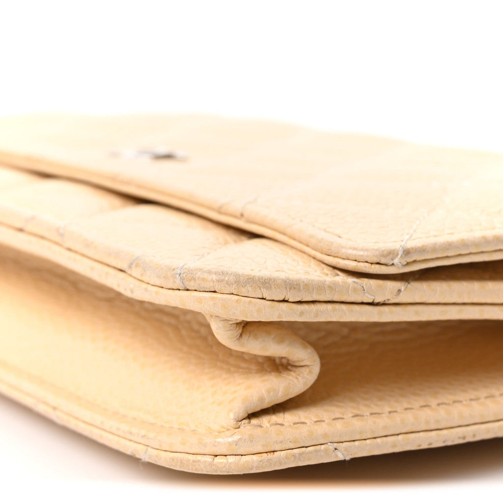 Caviar Quilted Wallet on Chain WOC Beige Clair