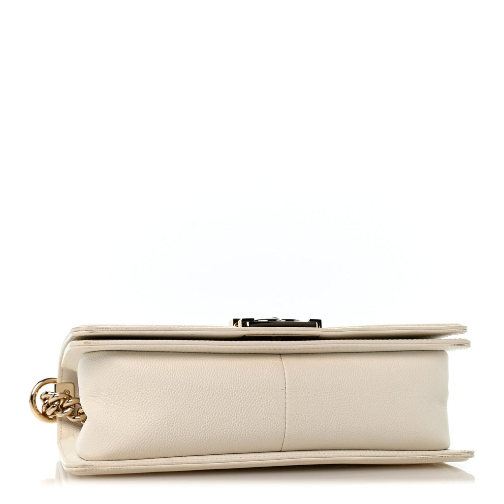 Caviar Quilted Medium Boy Flap White