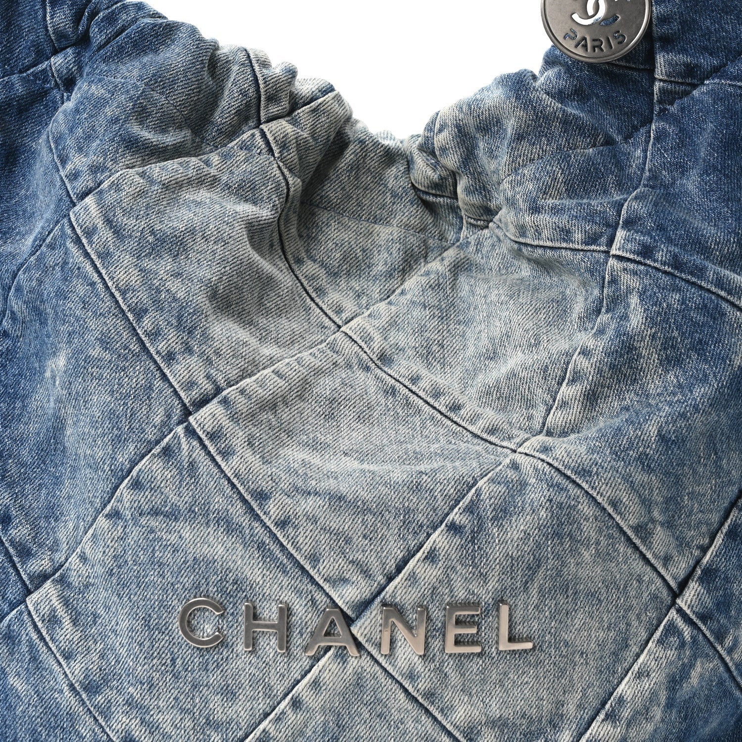 Denim Quilted Chanel 22 Blue