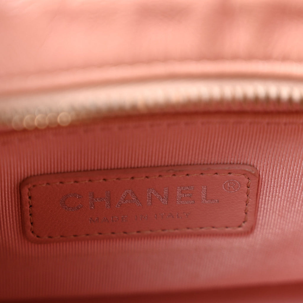 Iridescent Aged Calfskin Quilted Small Gabrielle Hobo Rose Rose