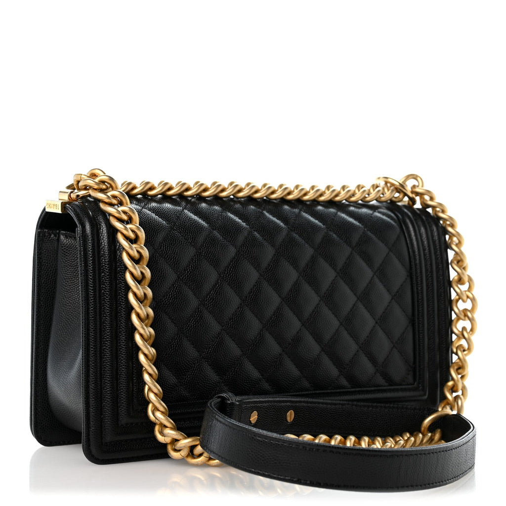 Caviar Quilted Medium Boy Flap Black