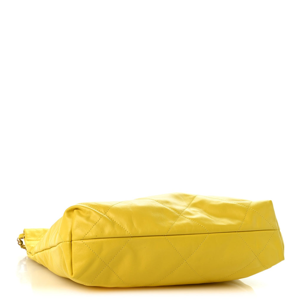 Shiny Calfskin Quilted Small Chanel 22 Yellow