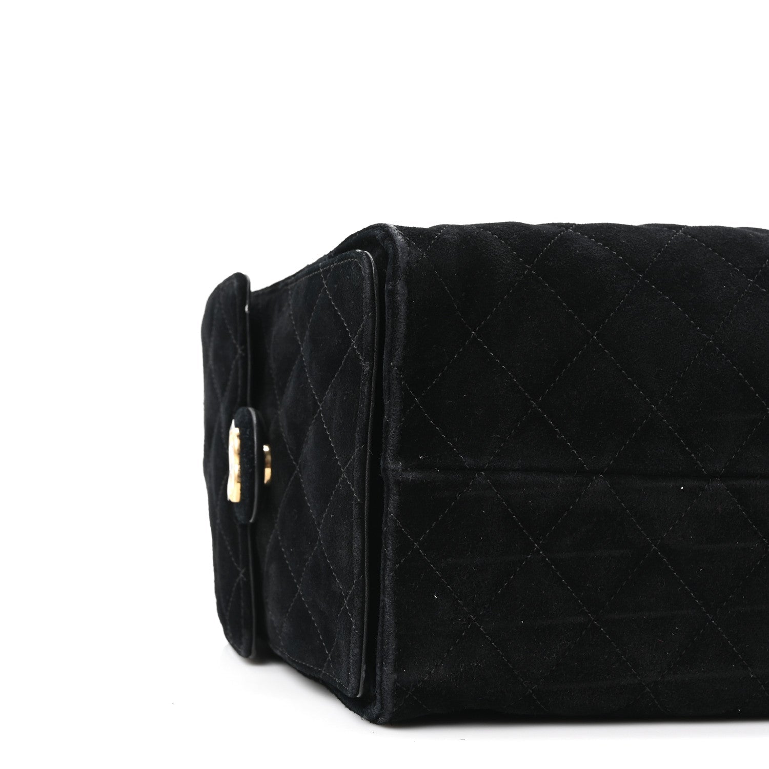 Suede Quilted Medium Chanel 25 Handbag Black