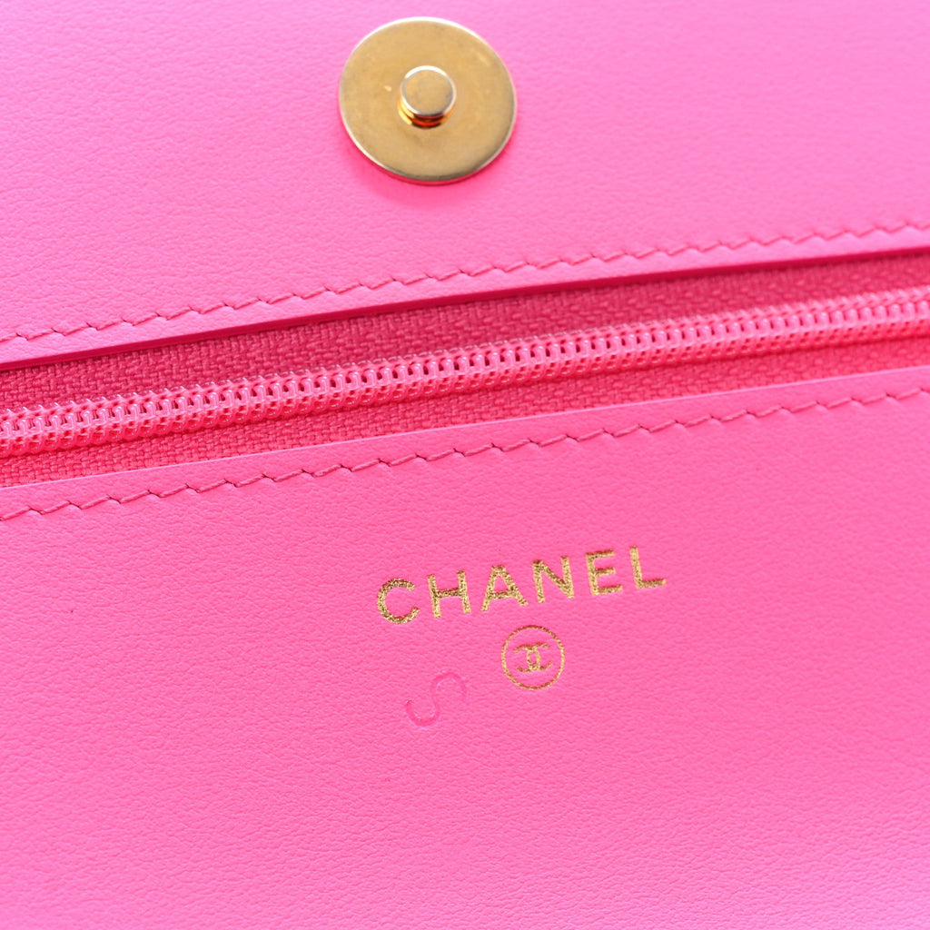Jersey Quilted Chanel 19 Wallet On Chain WOC Pink