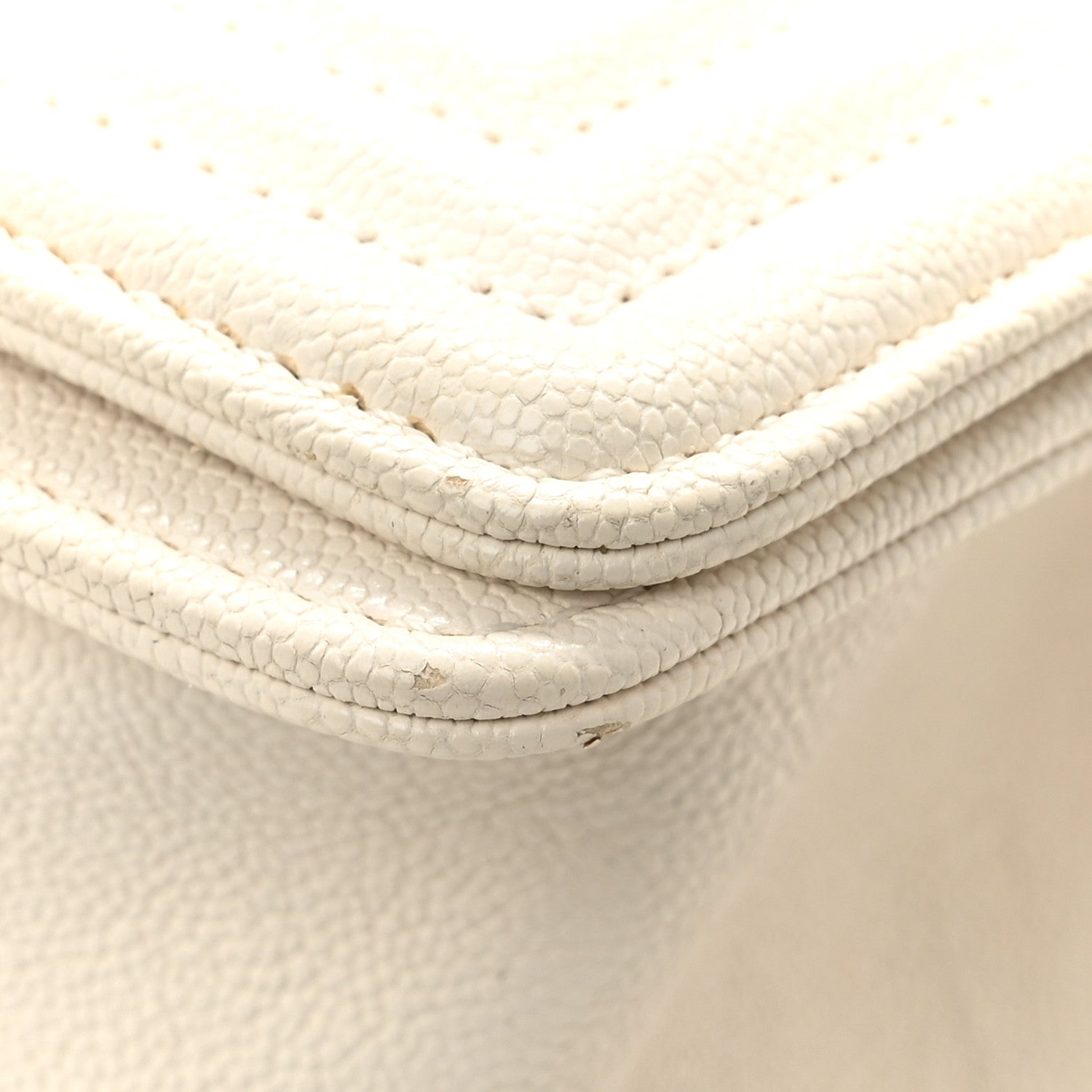 Caviar Chevron Quilted Small Boy Flap White