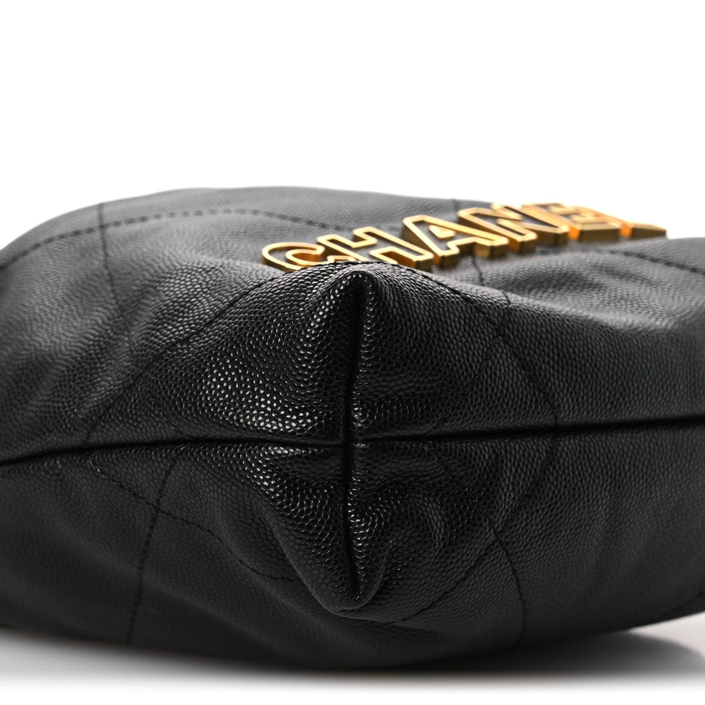 Shiny Caviar Quilted Mini Chanel 22 Black