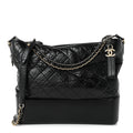 Aged Calfskin Quilted Large Gabrielle Hobo Black