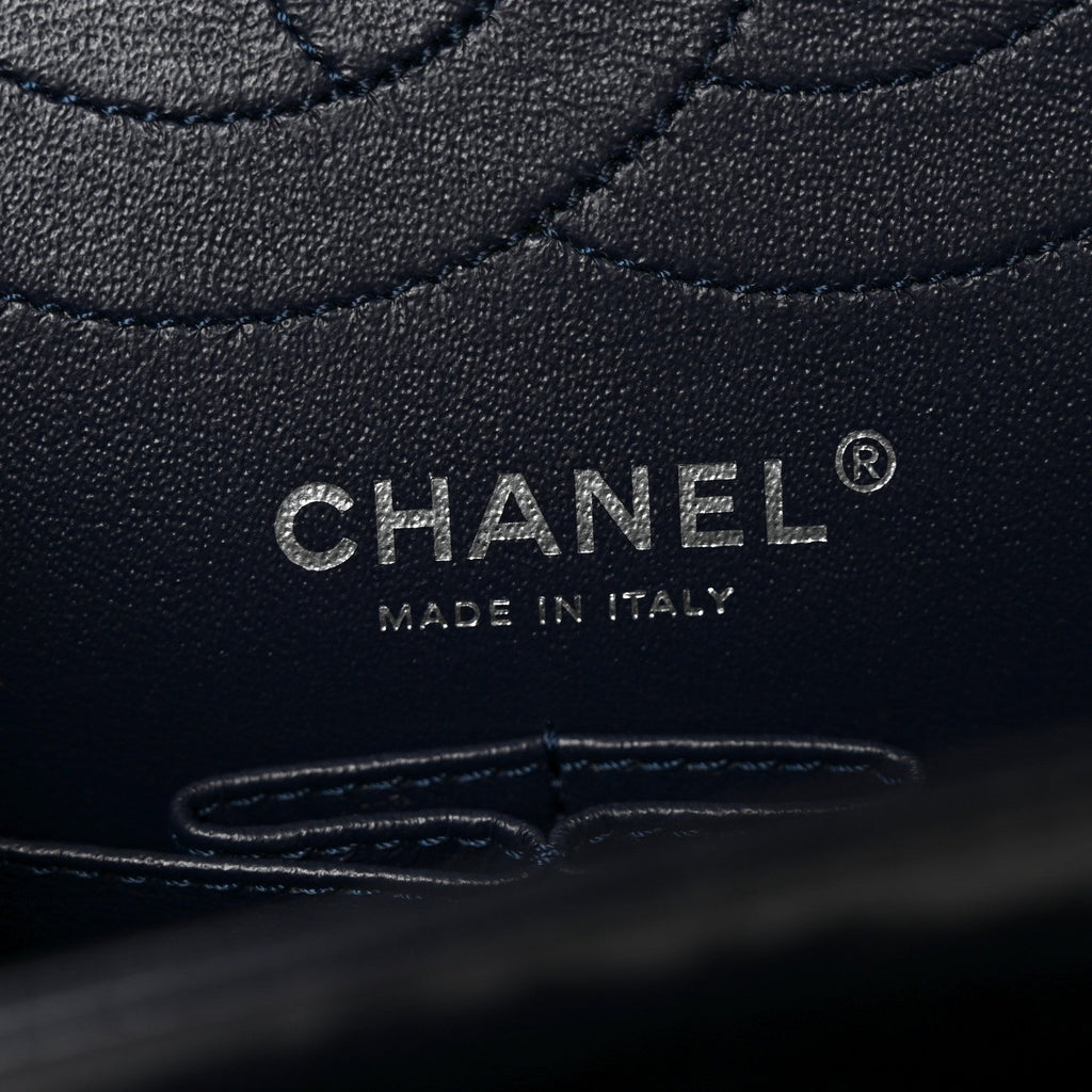 Glazed Calfskin Quilted 2.55 Reissue 225 Flap Dark Navy Blue