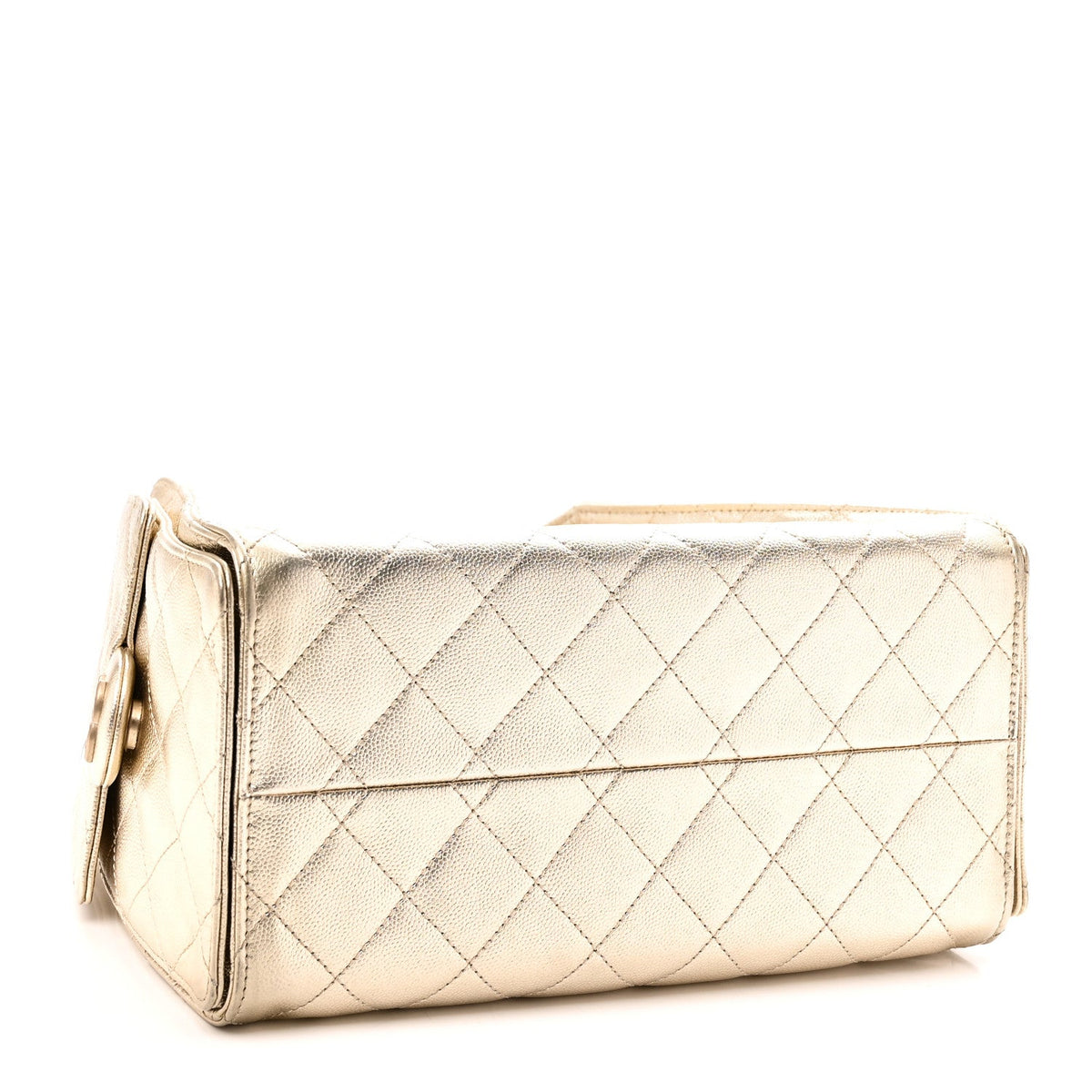 Metallic Caviar Quilted Small Chanel 25 Handbag Gold
