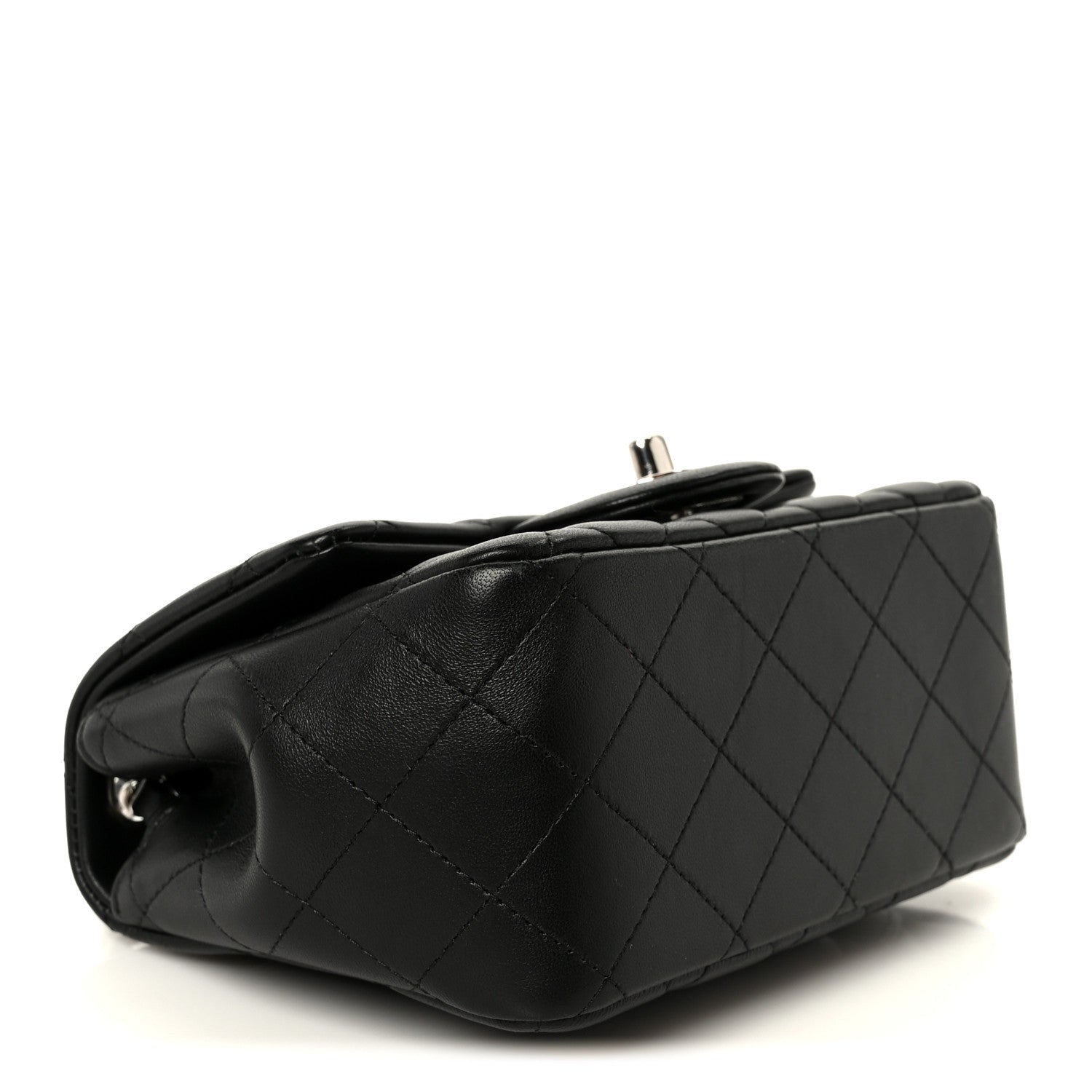 Lambskin Quilted Mini Square Flap Black
