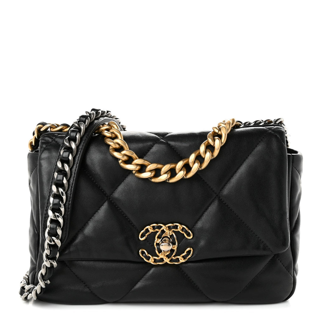 Lambskin Quilted Medium Chanel 19 Flap Black