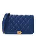 Caviar Quilted Boy Wallet On Chain WOC Dark Blue