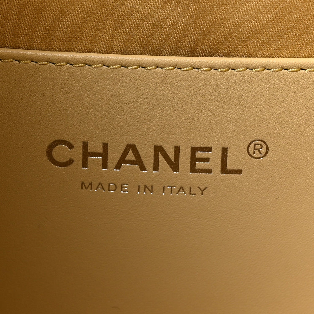 Metallic Aged Calfskin Quilted Mini Chanel 25 Handbag Gold