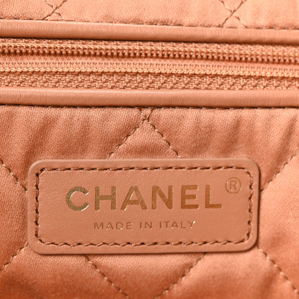 Shiny Calfskin Quilted Small Chanel 22 Camel