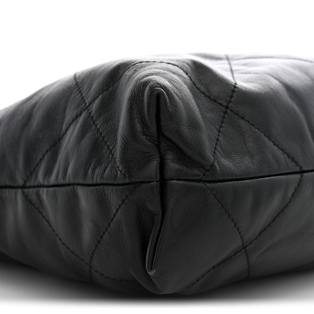 Shiny Calfskin Quilted Small Chanel 22 Black