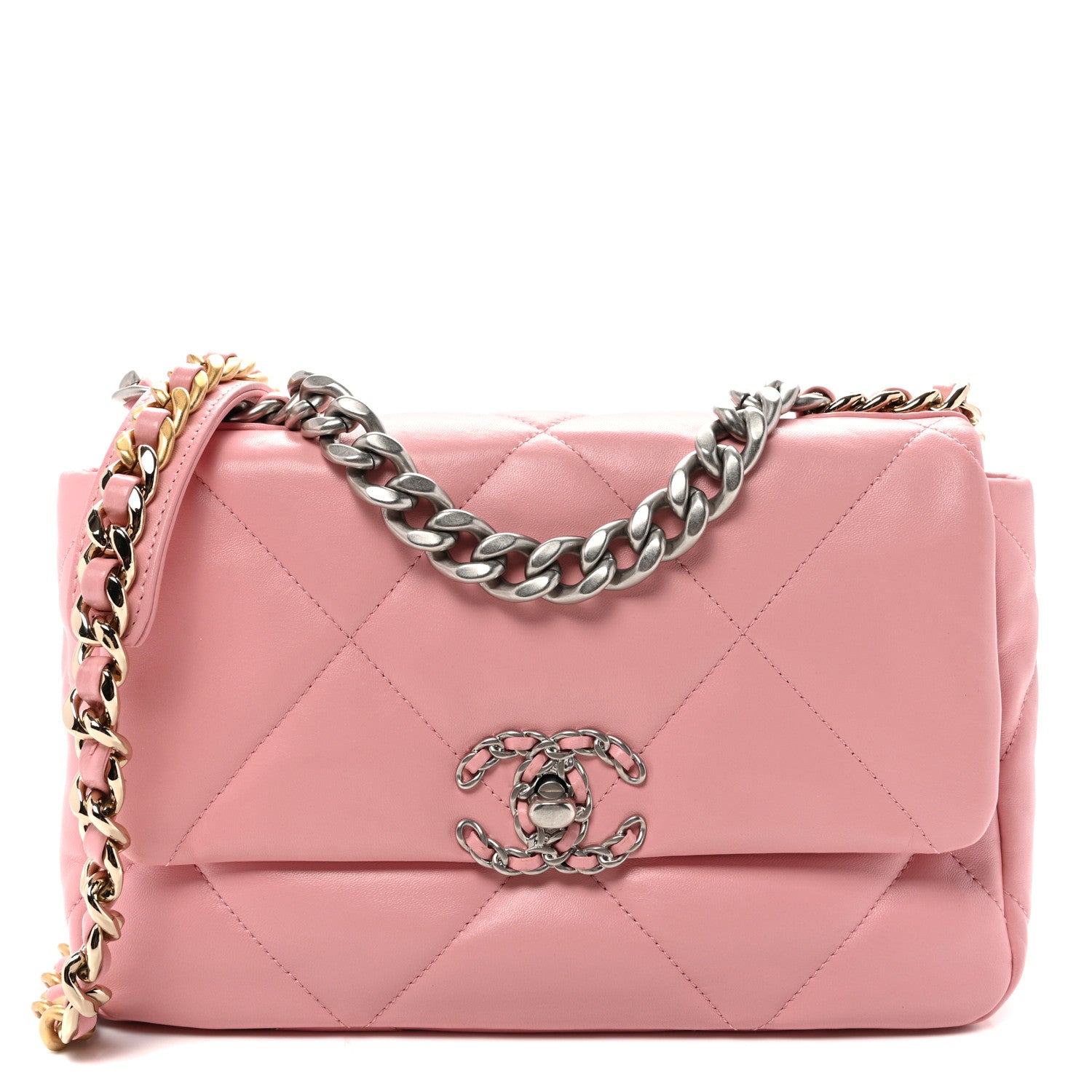 Lambskin Quilted Medium Chanel 19 Flap Light Pink
