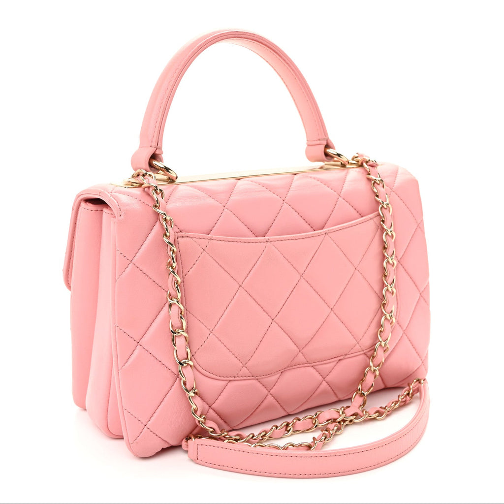 Lambskin Quilted Small Trendy CC Flap Dual Handle Bag Light Pink