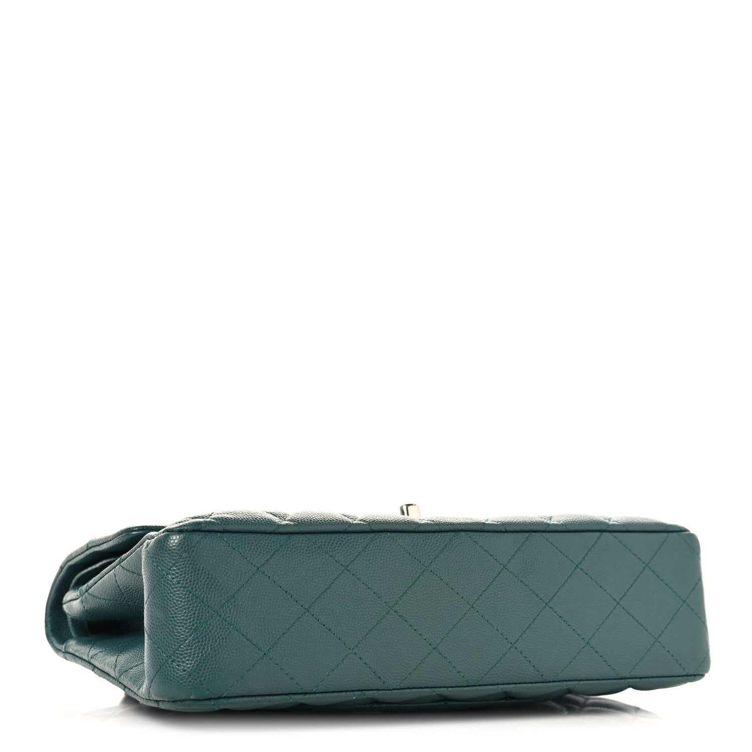 Caviar Quilted Medium Double Flap Green