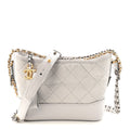 Aged Calfskin Quilted Small Gabrielle Hobo Grey