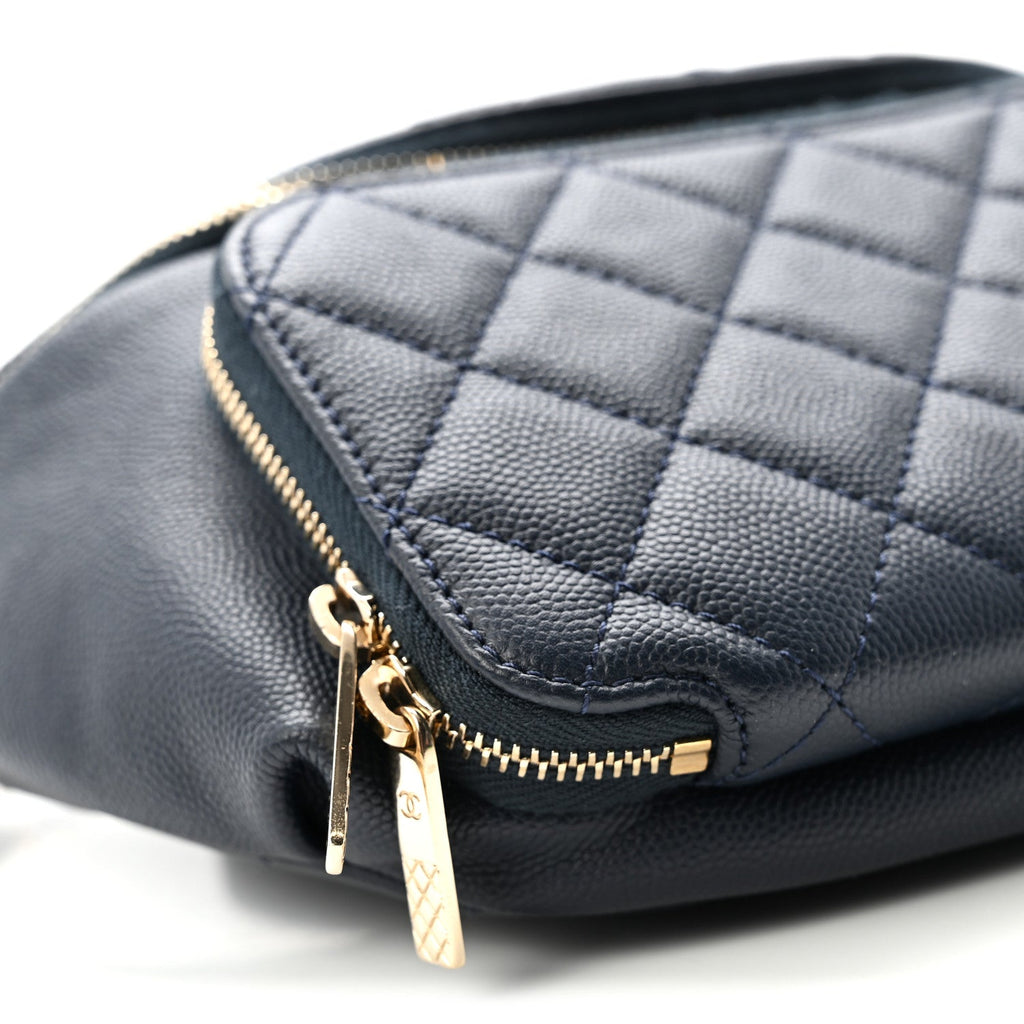 Caviar Quilted Business Affinity Waist Belt Bag Navy