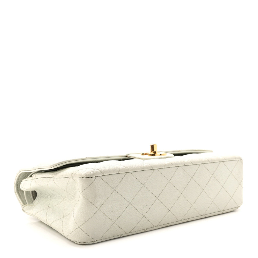Caviar Quilted Medium Double Flap Light Blue