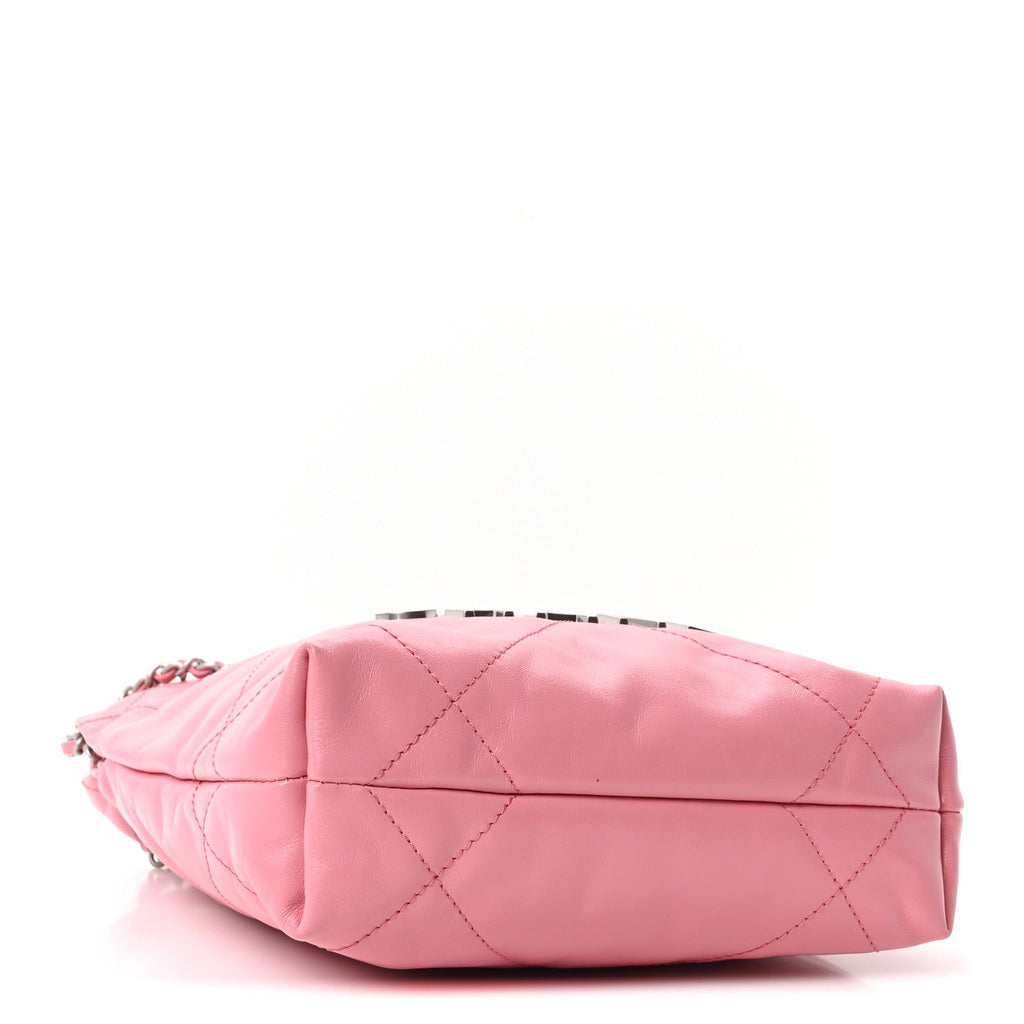 Shiny Calfskin Quilted Mini Chanel 22 Pink