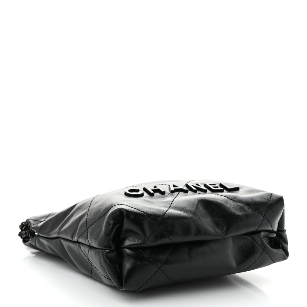 Shiny Calfskin Quilted Mini Chanel 22 So Black