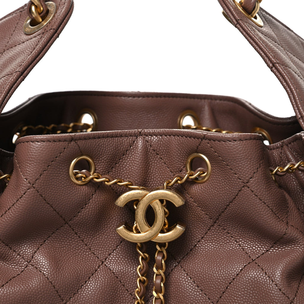Caviar Quilted Medium Chanel 25 Handbag Brown