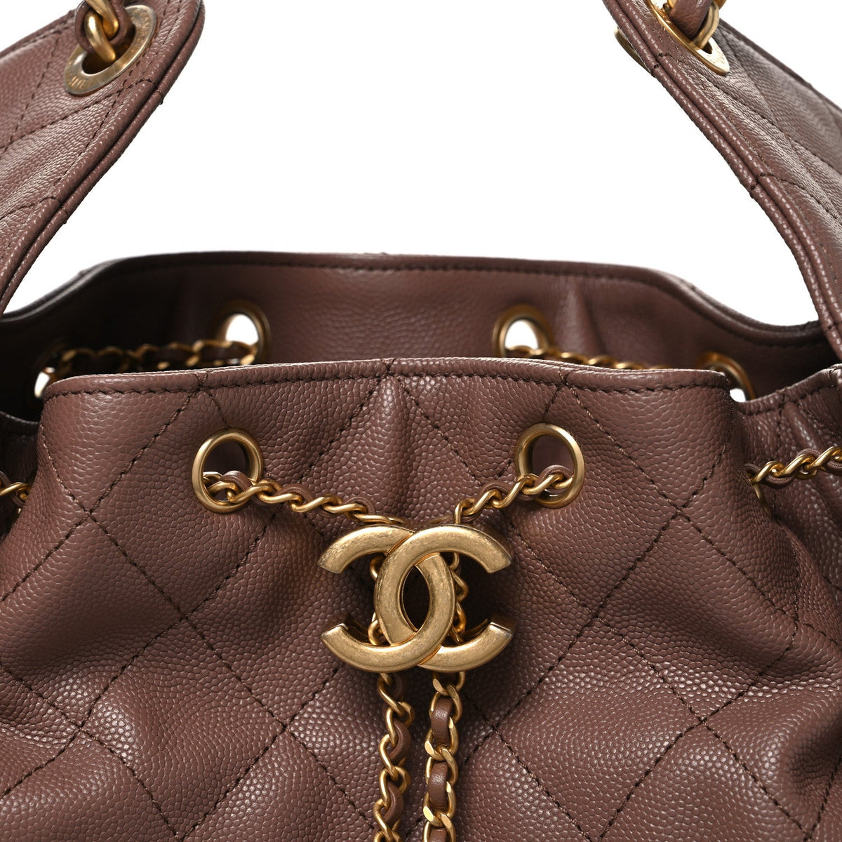 Caviar Quilted Medium Chanel 25 Handbag Brown