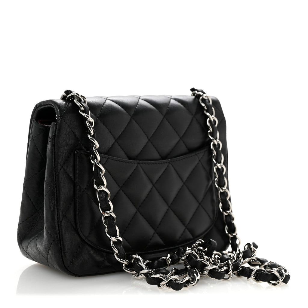 Lambskin Quilted Mini Square Flap Black