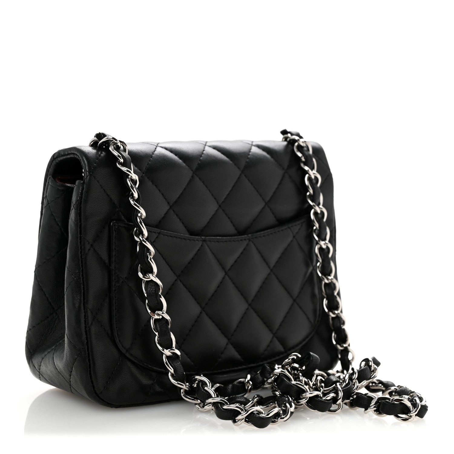 Lambskin Quilted Mini Square Flap Black