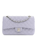 Caviar Quilted Medium Double Flap Light Purple