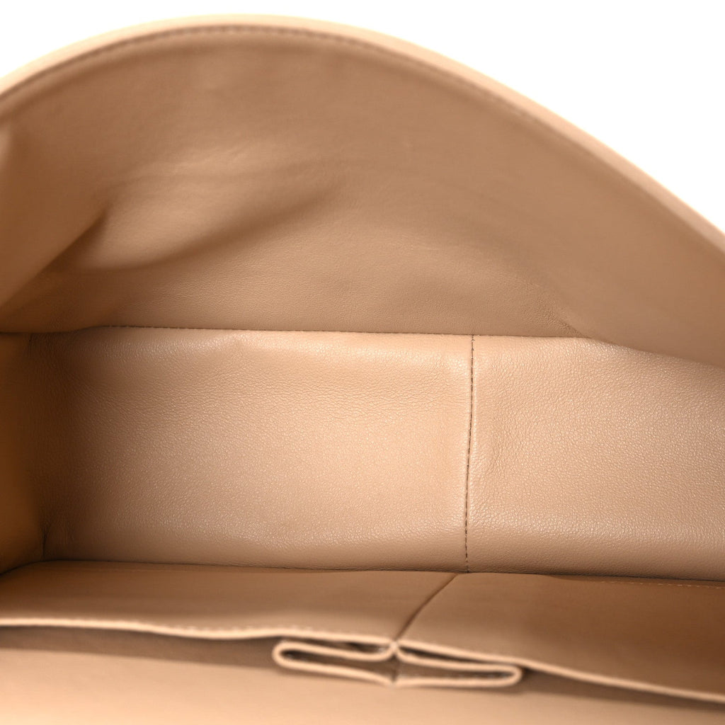 Caviar Quilted Jumbo Double Flap Beige