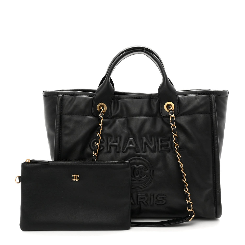 Calfskin Small Deauville Tote Black