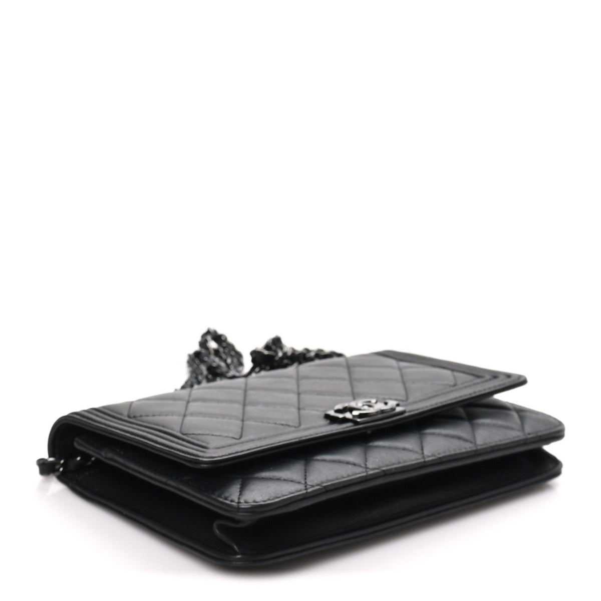 Lambskin Quilted Boy Wallet On Chain WOC So Black