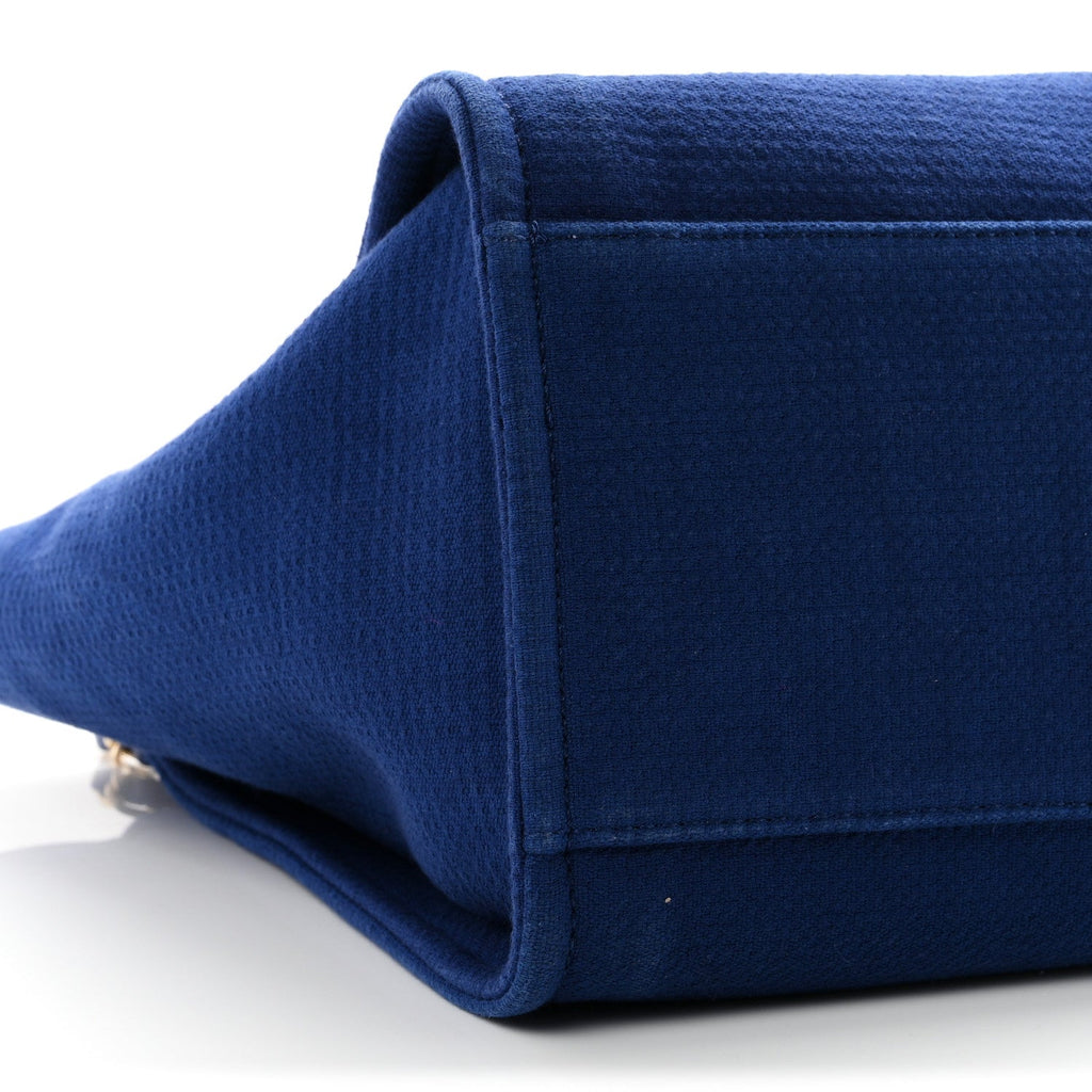 Mixed Fibers Calfskin Medium Deauville Tote Dark Blue