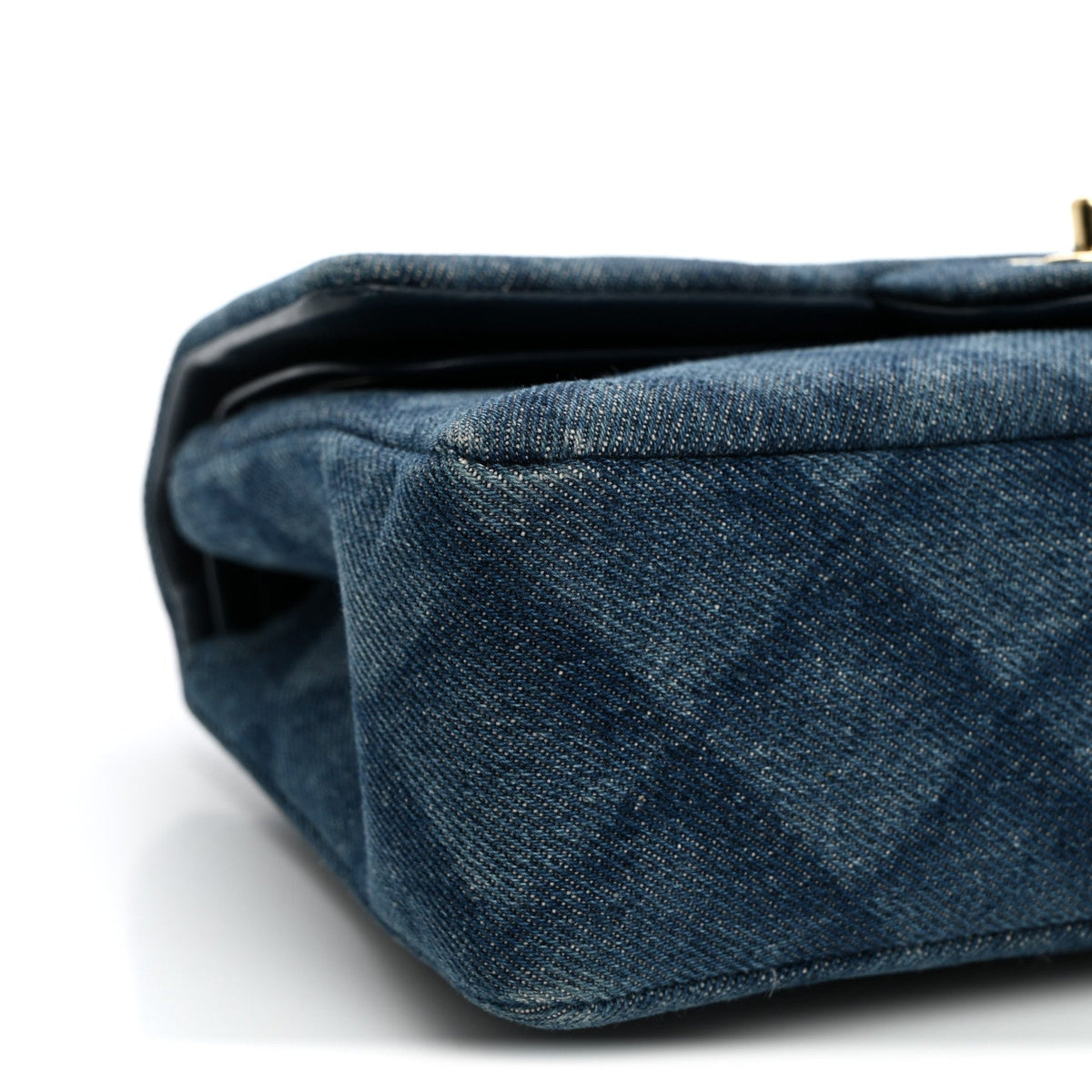 Printed Denim Quilted Small Double Flap Light Blue