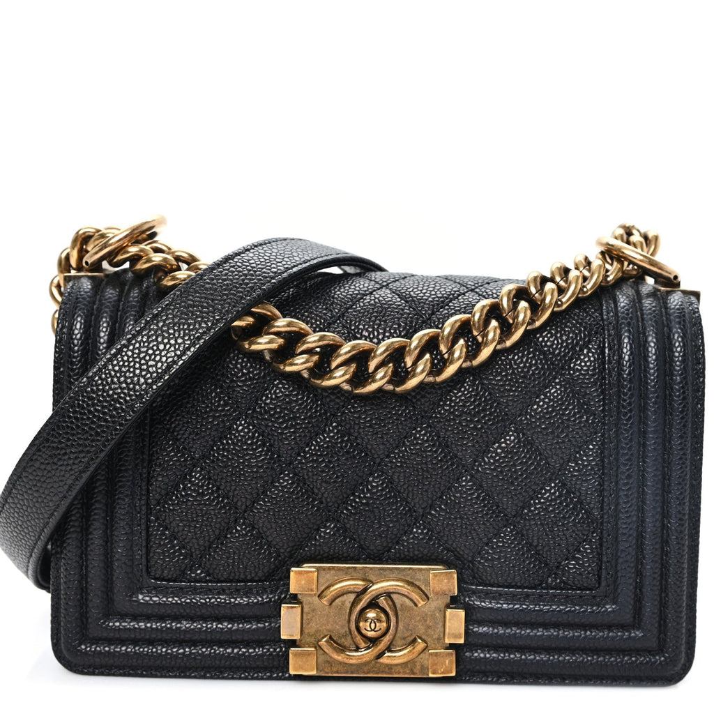 Caviar Quilted Small Boy Flap Black
