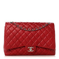 Caviar Quilted Maxi Double Flap Dark Red