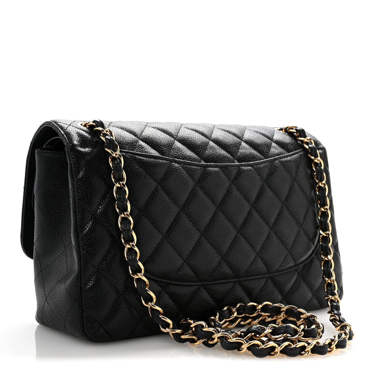 Caviar Quilted Jumbo Double Flap Black
